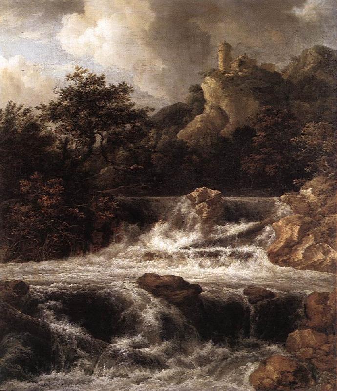 Waterfall with Castle  Built on the Rock, Jacob van Ruisdael
